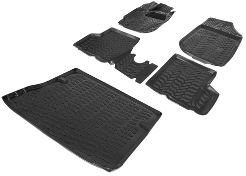 Коврики в салон и багажник автомобиля (комплект) AutoFlex для Nissan Terrano III поколение рестайлинг (передний привод) 2017-н.в./Renault Duster I поколение рестайлинг (передний привод) 2015-2021, полиуретан, с крепежом, 5 частей, K9470101-3