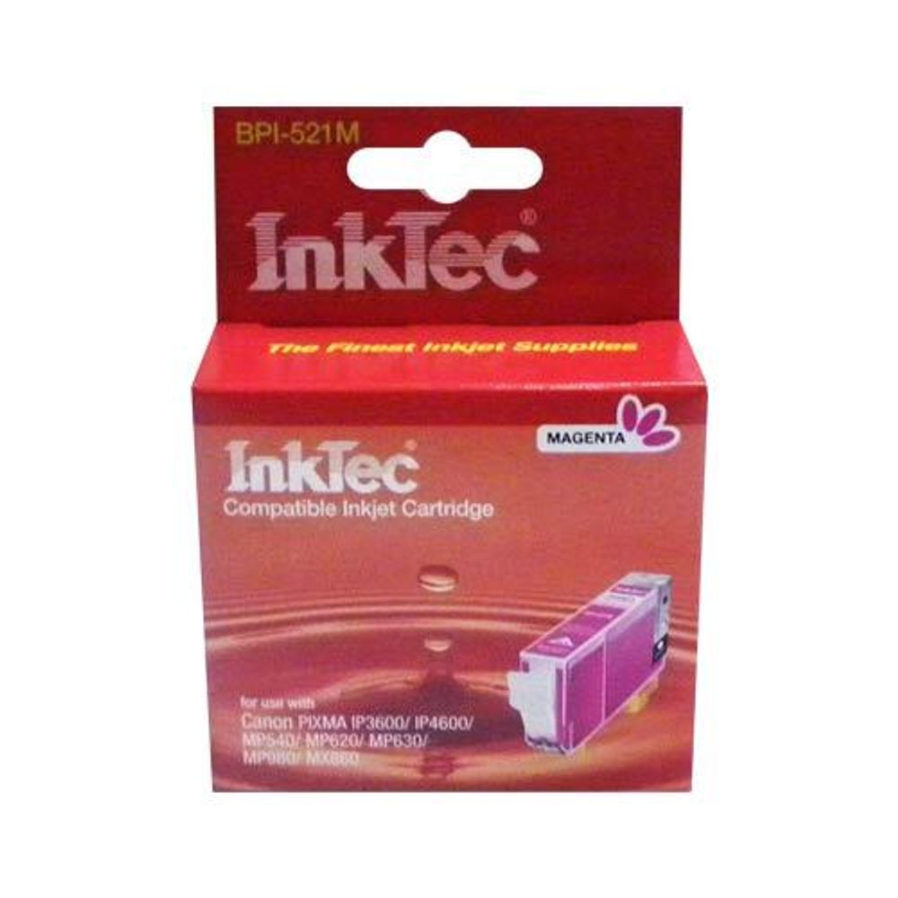 Картридж InkTec, аналог CANON CLI-521M для PIXMA iP3600/4600/MP540/620/630/980 Magent