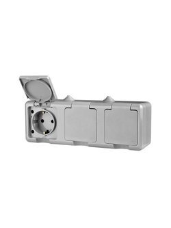 Розетка 3-м ОП Dita 16А IP54 250В с заземл. с сер. крышкой сер. TOKOV ELECTRIC TKL-DT-R3Z-C06-IP54