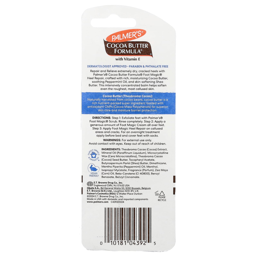 Palmer's, Cocoa Butter Formula® с витамином E, Foot Magic®, интенсивное восстановление пяток, 25 г (0,9 унции)