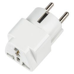 S-GES1-10S WHITE Переходник сетевой. 10А. 2500Вт. с заземлением. Белый. ТМ Uniel