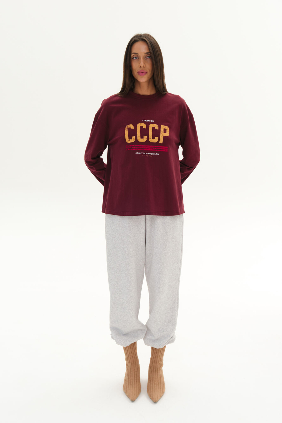 Лонгслив СССР | Бордовый