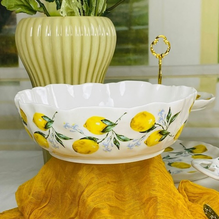 Lenardi 305-490 Салатник 23см ЛИМОНЫ в под.уп.(х12)Фарфор
