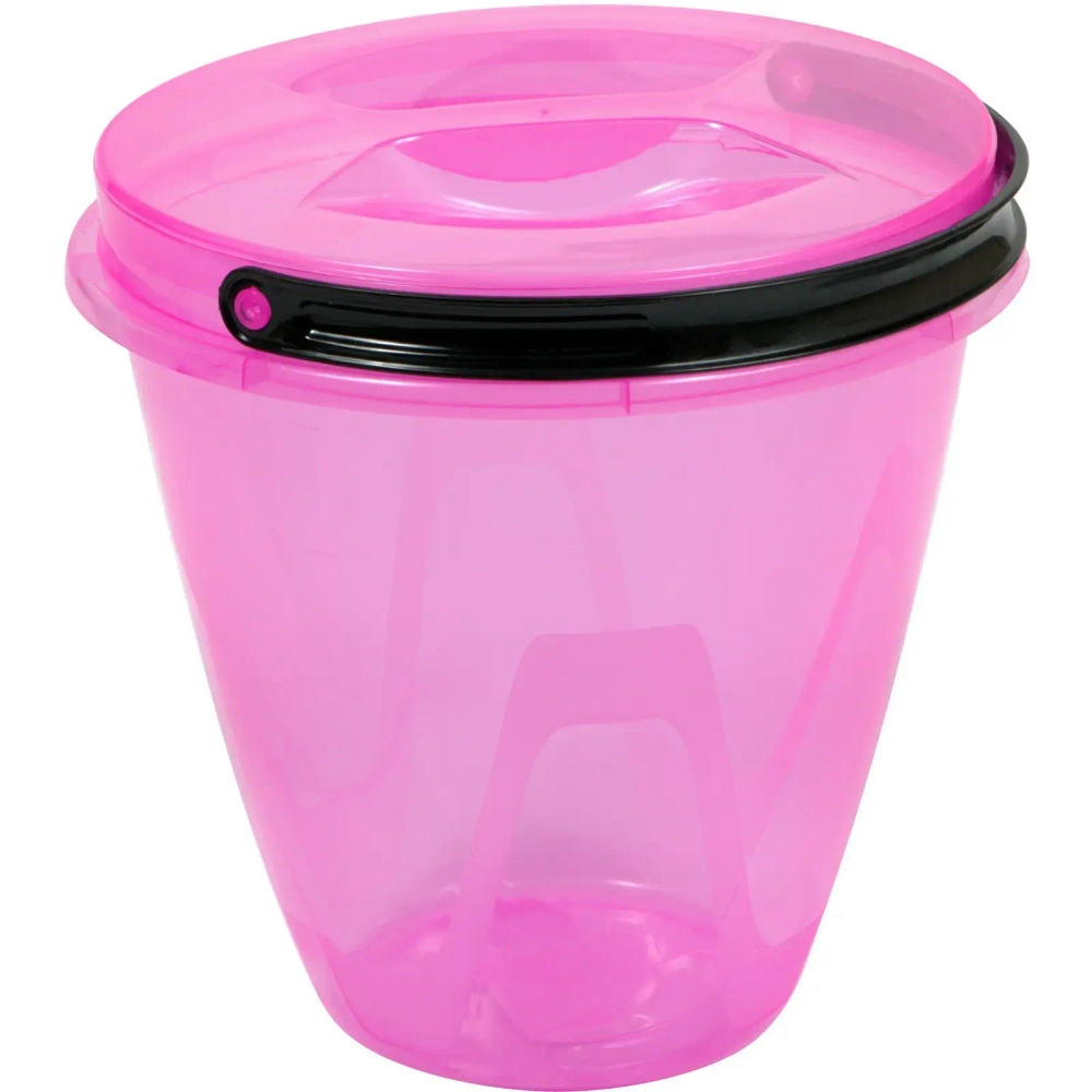 Ведро с крышкой Лайт 10л прозрачное розовое