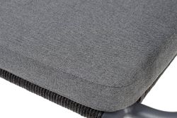 "Нуар" стул плетеный из роупа, каркас алюминий темно-серый (RAL7024) муар, роуп темно-серый круглый, ткань темно-серая 027