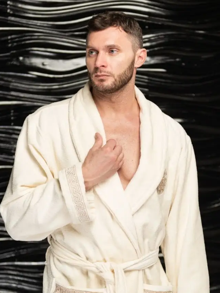 Халат мужской Gianni без капюшона Кремовый "Polens"