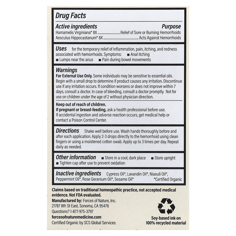 Forces of Nature, Hemorrhoid Control®, 11 мл (0,37 жидк. унции)