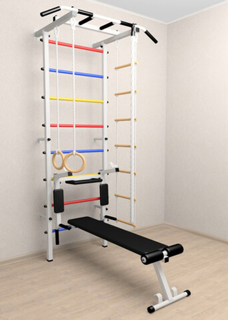 Шведская стенка Sv Pro 805 (Турник Pro/Брусья/стойка/Скамья/Канат/Кольца/Лестница)