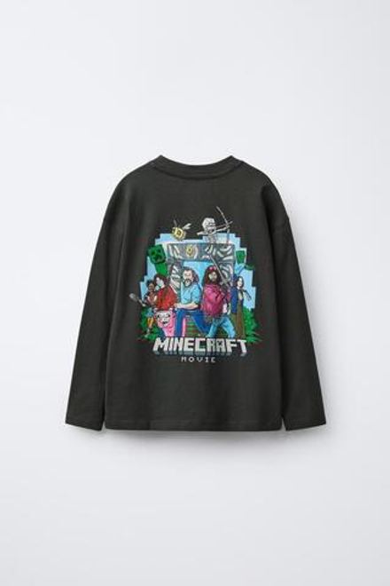 ZARA ФУТБОЛКА С ПРИНТОМ MINECRAFT © MOJANG AB. ™, ТЕМНЫЙ АНТРАЦИТ