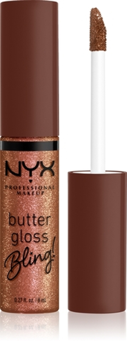NYX Professional Makeup Butter Gloss Bling - Блеск для губ с блестящими частицами оттенок 08 HU$TLA, 8 ml