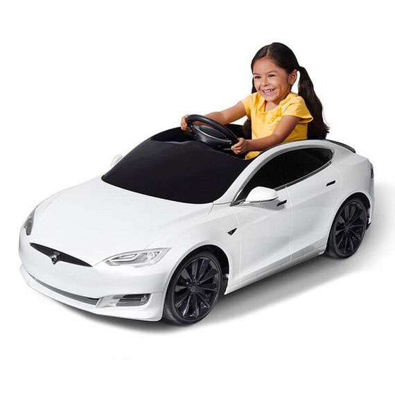 Детский электромобиль TESLA MODEL S (White / Black Rims) 1465593-00-A