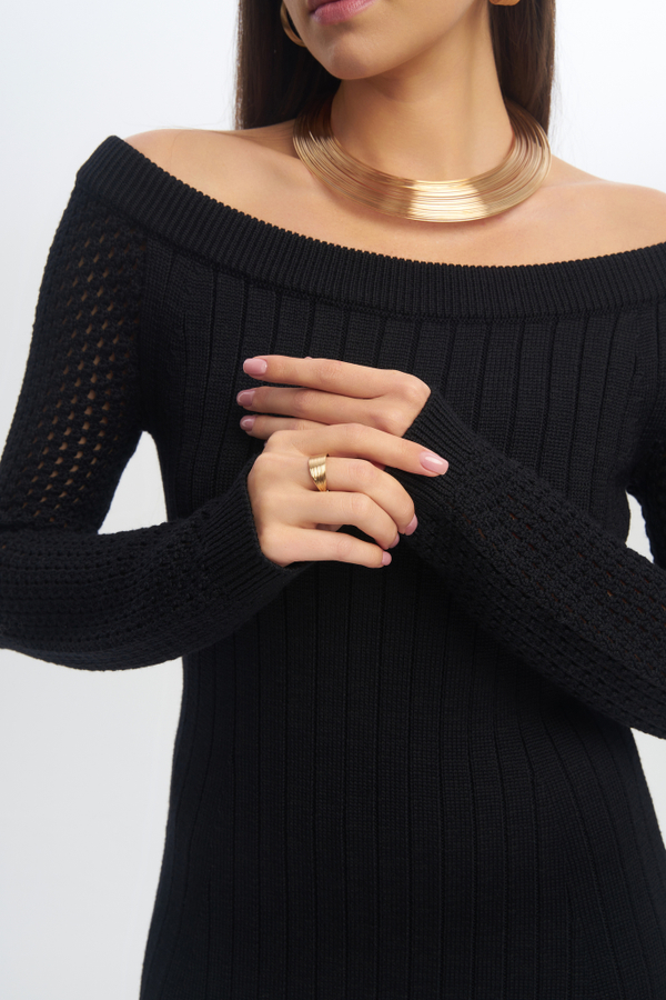 Платье LAUREN из 100% шерсти мериноса черного цвета