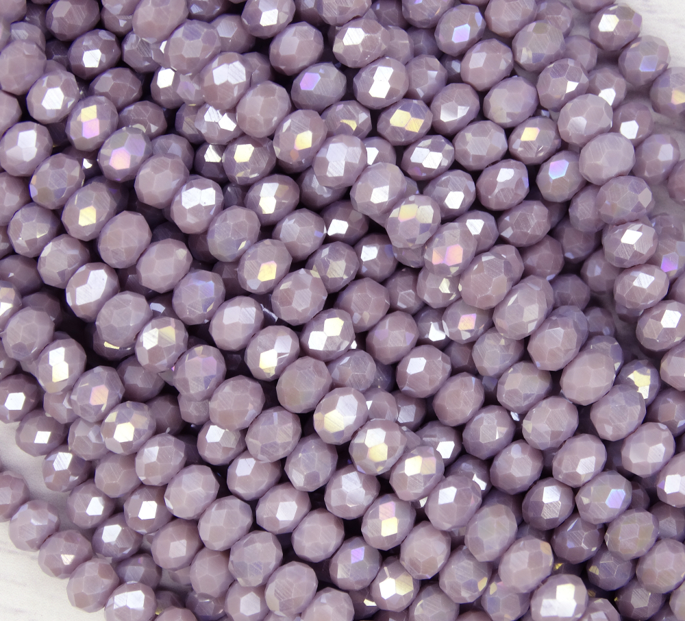 БН023ДС46 Хрустальные бусины "рондель", цвет: светло-фиолетовый AB непр., 4х6 мм, 58-60 шт.