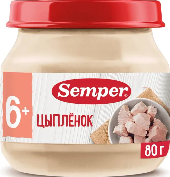 Пюре Semper цыпленок 80г с 6месяцев