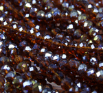 БП030ДС34 Хрустальные бусины "рондель", цвет: коричневый AB прозрачный, 3х4 мм, кол-во: 95-100 шт.
