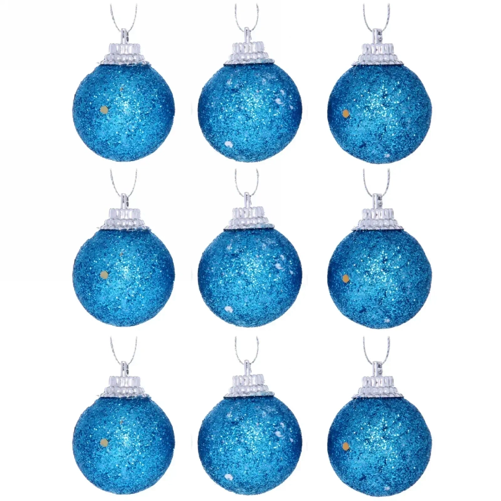 Новогодние шары 3 см (набор 9 шт) «Блестящее напыление», голубой