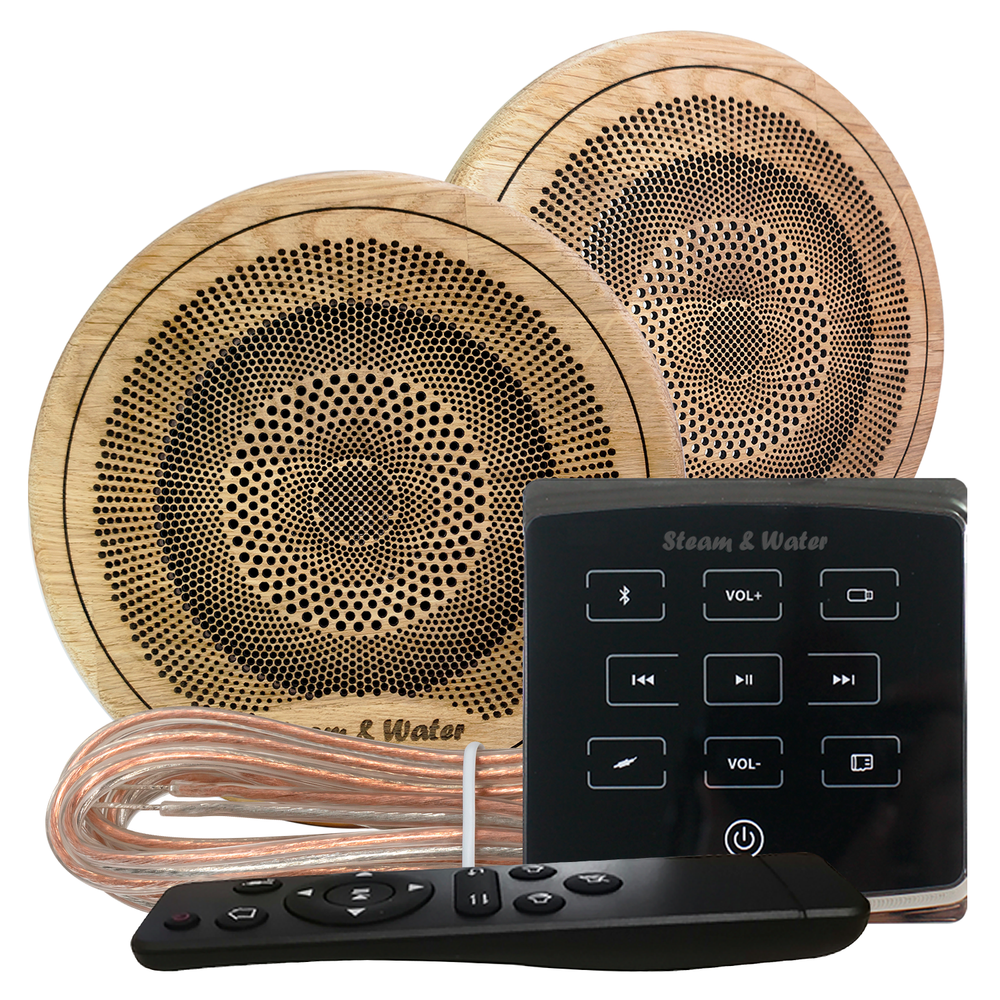 Комплект влагостойкой акустики для бани и сауны - SW2 Black ECO SAUNA (круглая решетка)