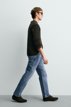 ZARA X AARON LEVINE ДЖИНСЫ ПРЯМОГО КРОЯ BOOTCUT, ВЫЦВЕТШИЙ СИНИЙ