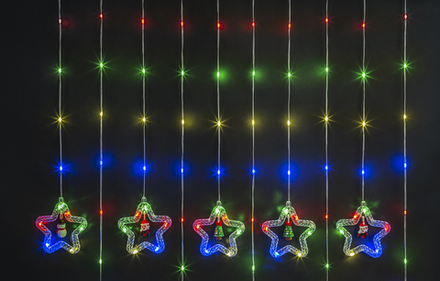 Гирлянда Navigator 95 014 NGF-D035-03 (бахрома звезды и фигурки RGBY 3*0.6м IP20)