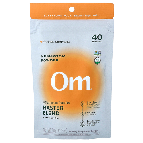Om Mushrooms, грибной порошок, мастерская смесь с ашвагандой, 90 г (3,17 унции)