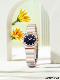 Часы наручные кварцевые DOM на металлическом браслете, черный/серебристо-золотистый W10100-01