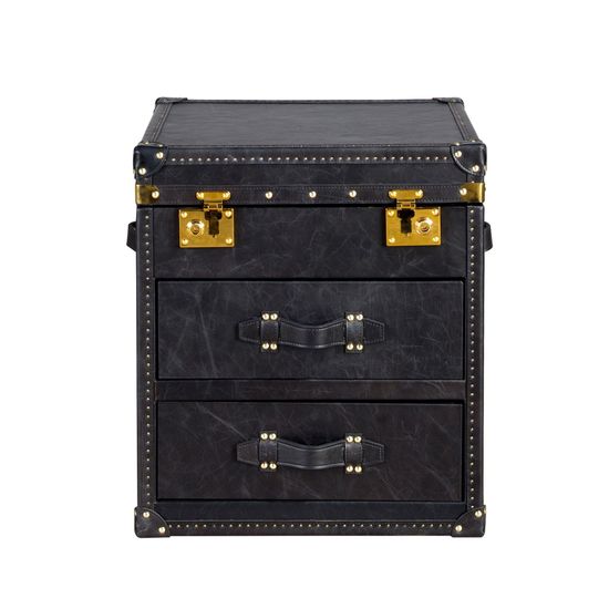 Черный кожаный столик-чемодан 7184