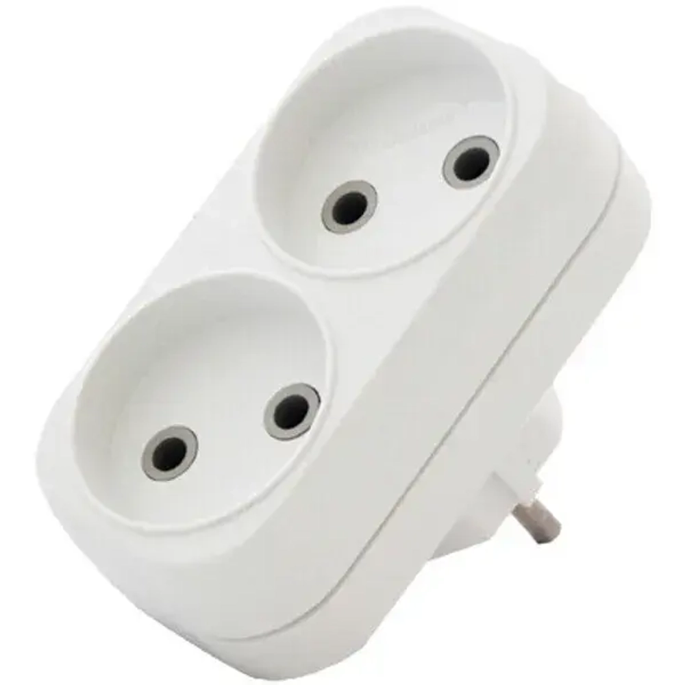 Двойник Универсал 10А, без заземления, белый