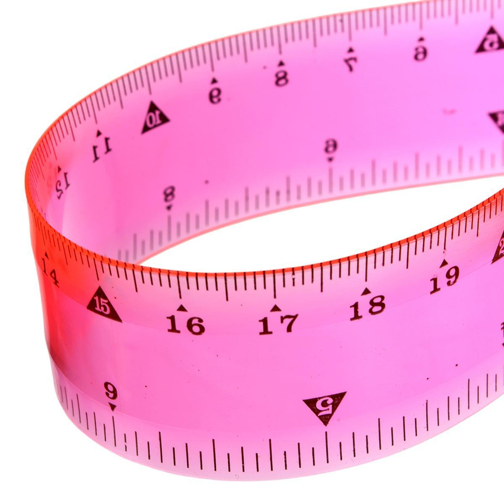 Линейка гибкая 30 см, 4 цвета микс, пакет с подвесом, С-40558