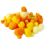 Декоративный материал Alingar, "Солнечные цвета" (оранж,желт,св-желт), пушистые помпоны, 80 шт, микс, пакет с европодвесом