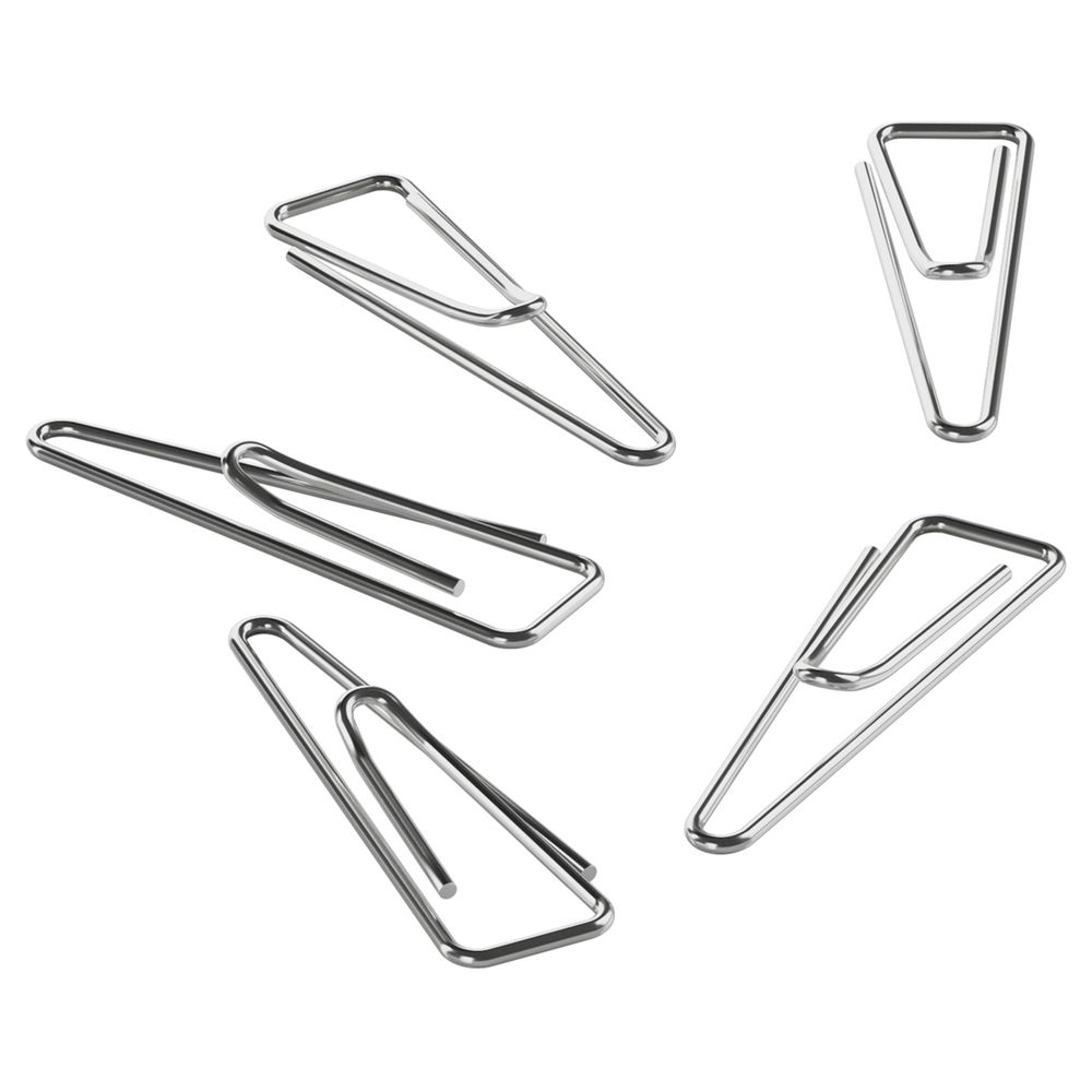 Скрепки канцелярские 32мм, 100шт, никелированные, треуг, с отогнутым носиком, Berlingo, картон. уп