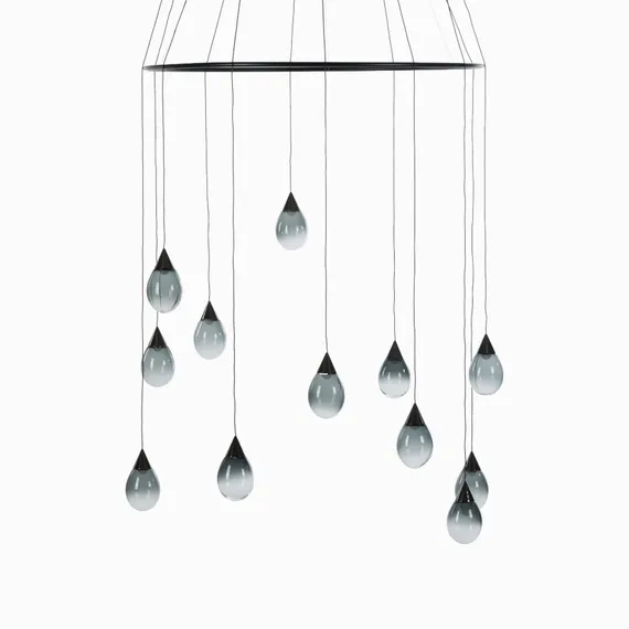 Подвесной светильник Rain Ø100 см, дымчатый, чёрный глянец