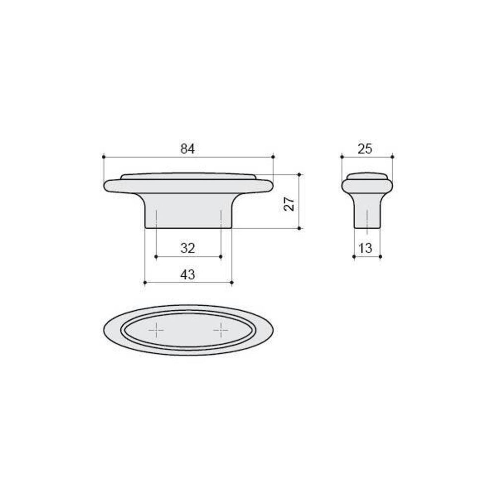 Ручка-кнопка 32мм, отделка бронза античная французская + вставка