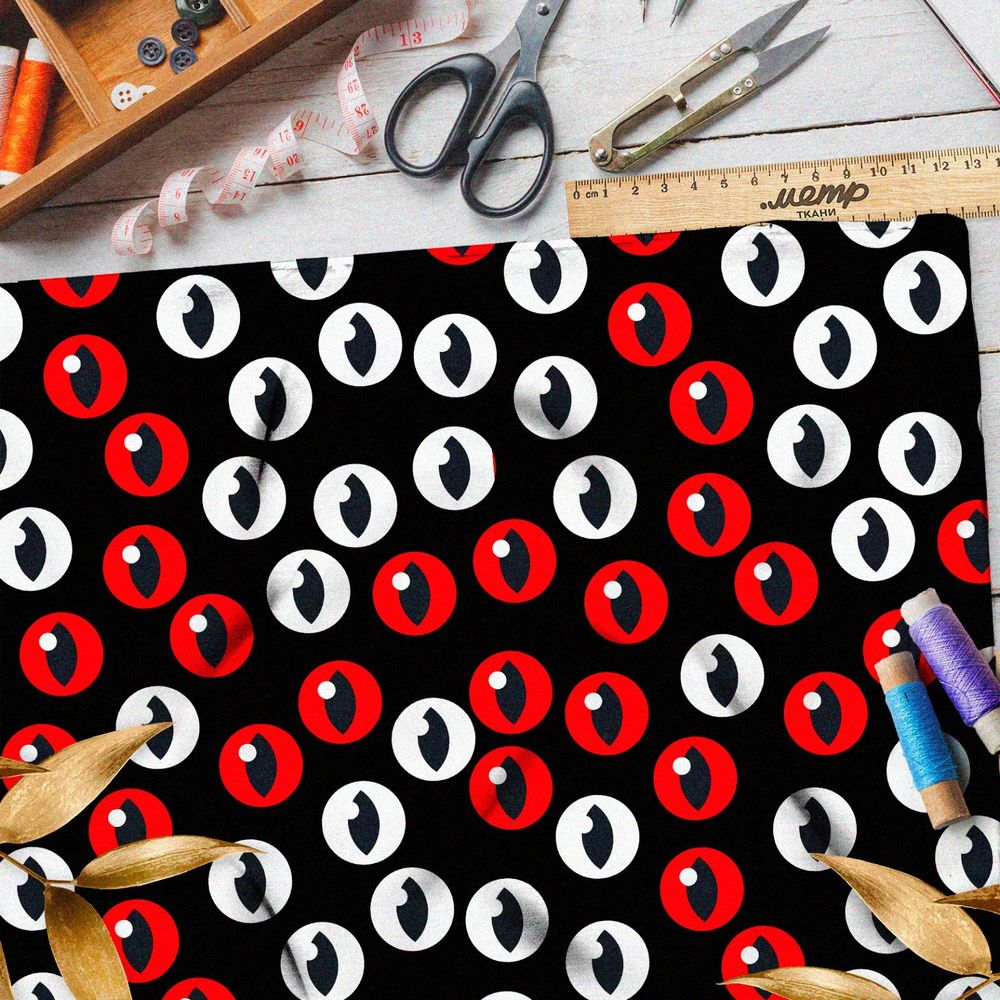 Ткань габардин белые и красные глаза с узким зрачком