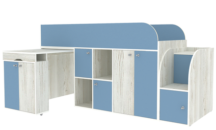 Кровать-чердак КарИВи Малыш 3 Винтерберг Светло-синий, голубой