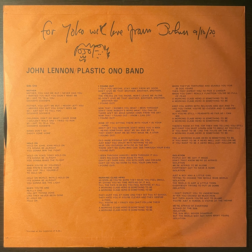 John Lennon / Plastic Ono Band ‎– John Lennon / Plastic Ono Band (Япония 1974г.)
