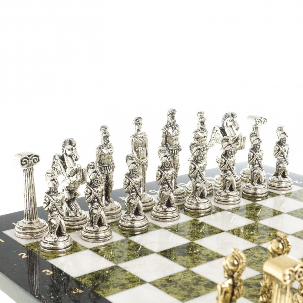 Шахматы "Восточные" доска 40х40 см мрамор змеевик фигуры металл G 122621