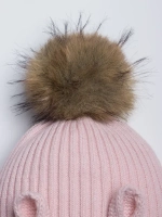 Шапка зимняя с помпоном и ушками для девочки