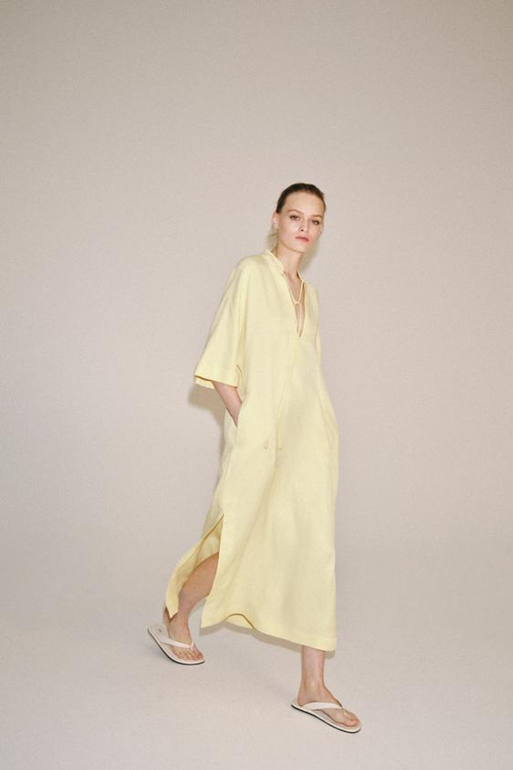 ZARA ПЛАТЬЕ МИДИ — ZW COLLECTION, ЖЕЛТЫЙ