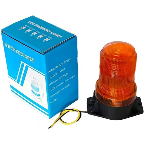 Маяк проблесковый 10-30V желтый, магнитный светодиодный 18 SMD (Вымпел)