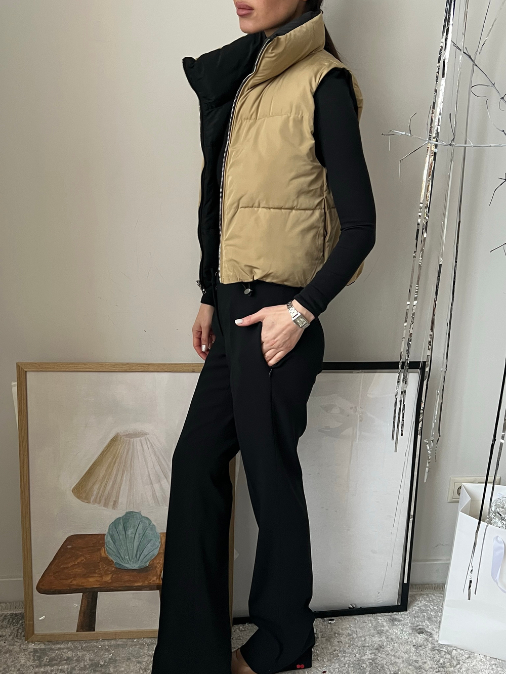 Утепленный жилет Bershka двухсторонний, XS