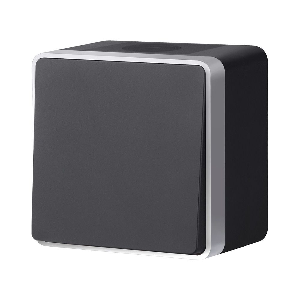 W5010234/ Выключатель одноклавишный влагозащищенный Gallant (черный с серебром) W5010234