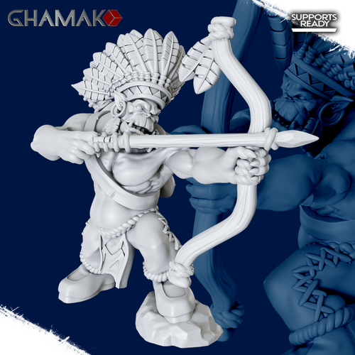 Orks Greenskins Орк-абориген №2 с луком миниатюра для dnd, днд, pathfinder, фентези, Настольная игра, НРИ, Варгейм, РПГ