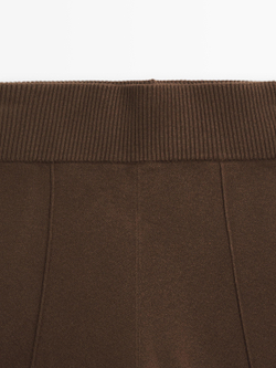 Massimo Dutti Широкие трикотажные брюки с декоративными швами, карамельный