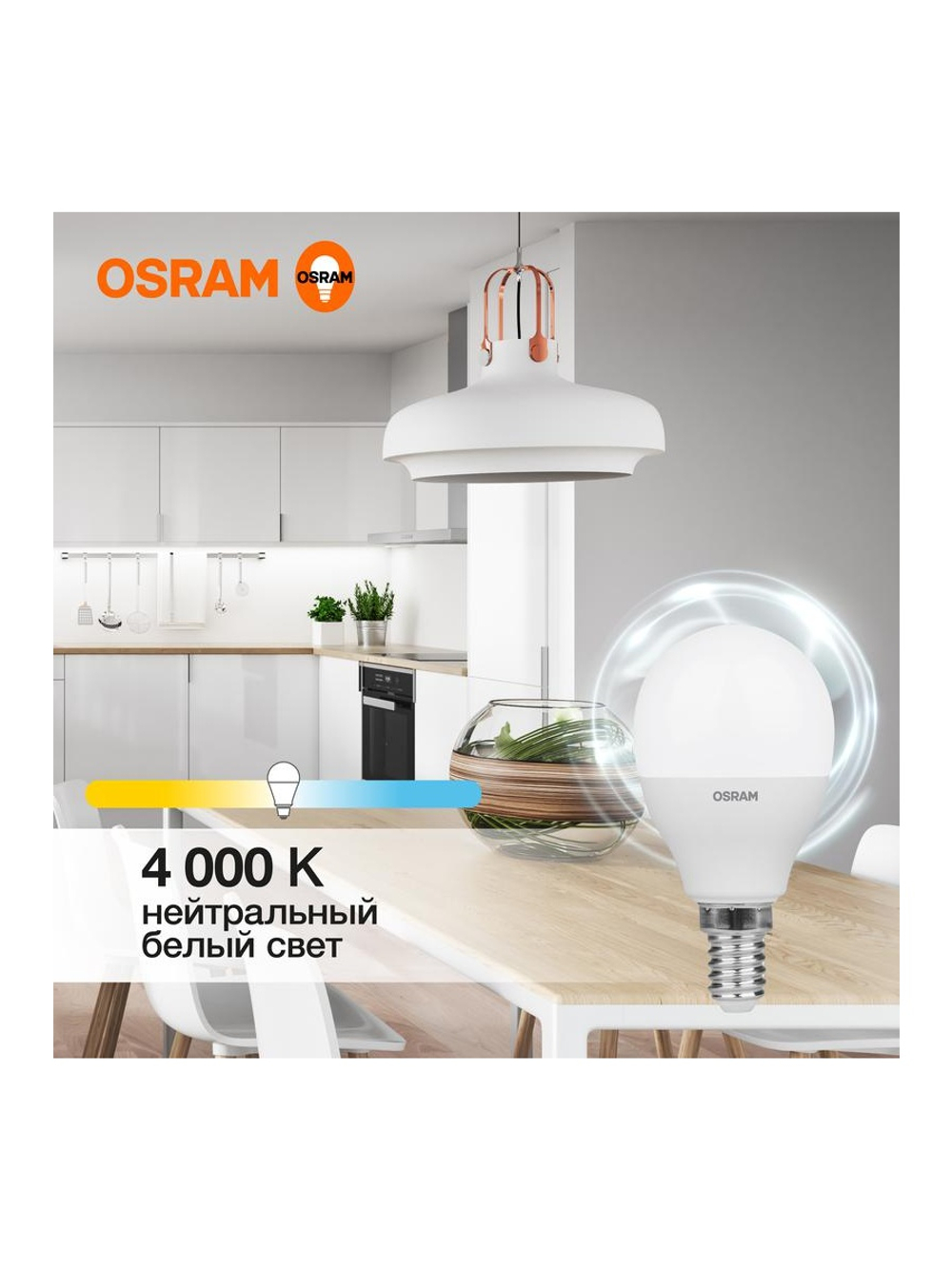 Лампа светодиодная LED Value LVCLP60 7SW/840 7Вт шар матовая E14 230В 10х1 RU OSRAM 4058075579651
