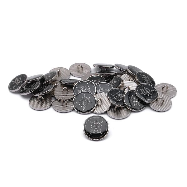 Пуговицы металл на ножке 32L=20 мм, Герб (Black/S (черный/серебро)), ME-657, 36 шт