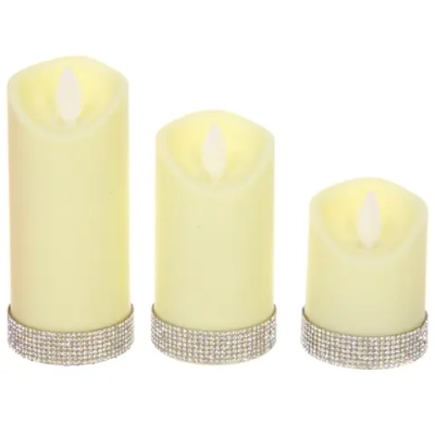 Сувенир с подсветкой «Свеча - Блестящая сказка» 5*7/10/12,5 см (набор 3 шт)