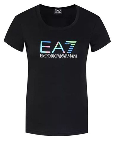 Женская футболка теннисная EA7 Woman Jersey T-Shirt - black