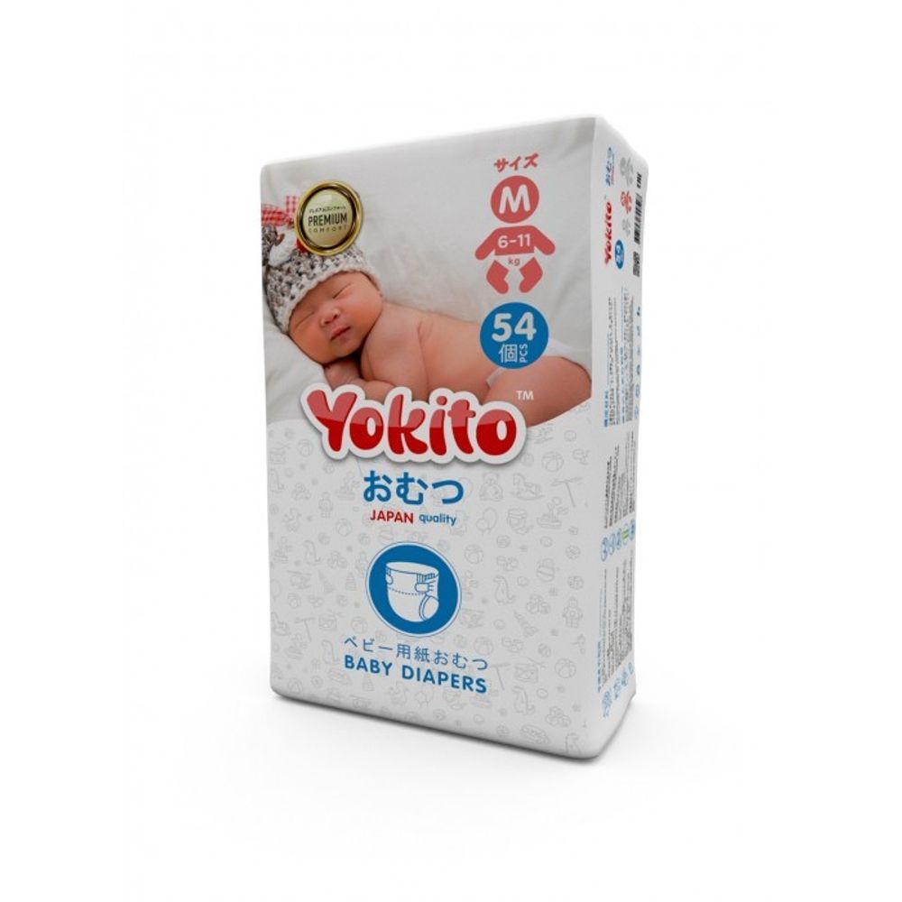 Подгузники на липучках Yokito М (6-11 кг) 54 шт.