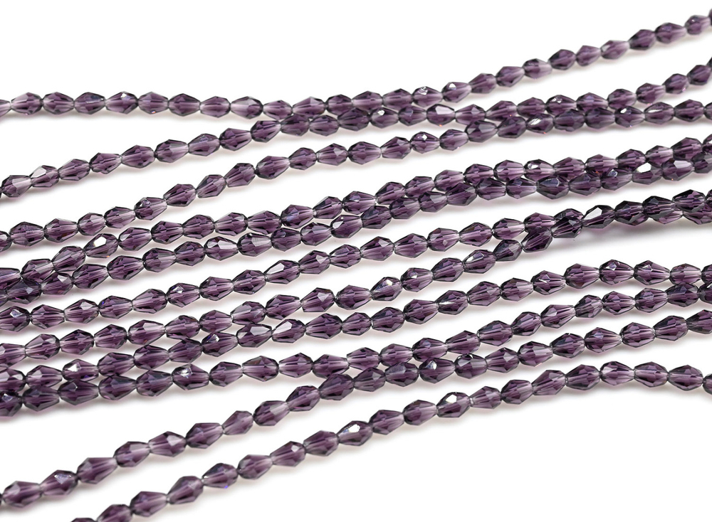 сгк53-ф Стекло граненое капля 5*3мм,фиолетовый, 45см