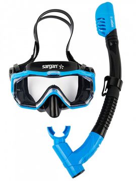 Набор детский маска+трубка в сумке Sargan Панорама-А kids черный/голубой